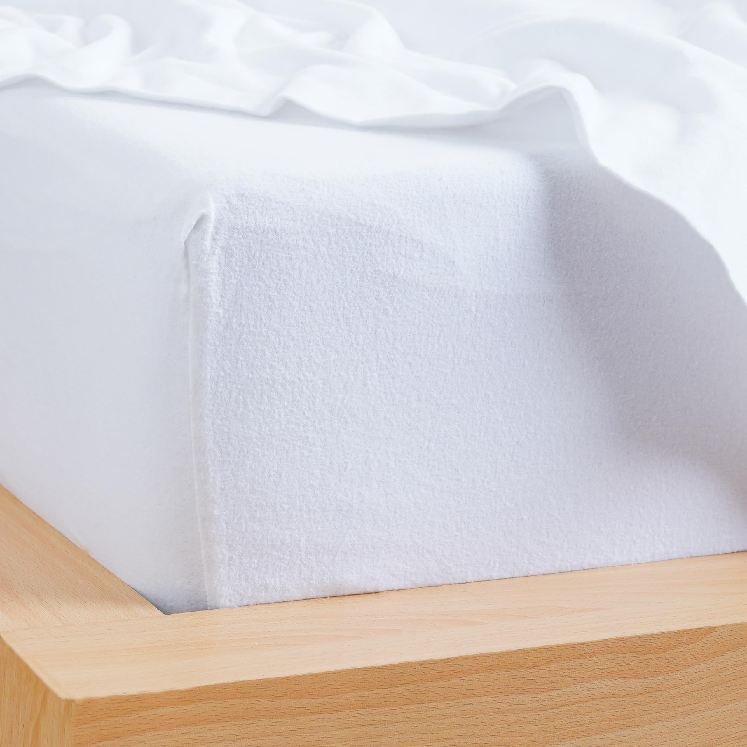 Sheet Story 100% Brushed Cotton King Size Fitted Sheets - 41cm Deep Pocket - Super Soft, Cosy And Hypoallergenic - Flannelette Kingsize Fitted Sheet - White
