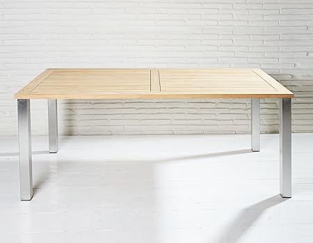 Amazon De Stabiler Gartentisch 200x100cm Aus Fsc Teakholz Und Edelstahl Fur Garten Terrasse Balkon Oder Bistro Gartenmobel Tische Gartentisch Terrassentisch Gastro Teak Holz Fsc