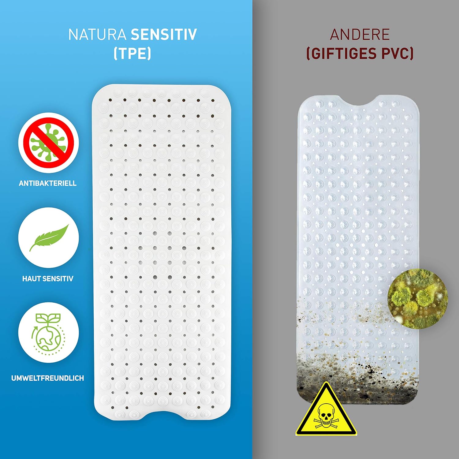 Flipline Natura Bathtub Mat, 100% BPA-Free, Non-Slip for Children And Babies Shower Mat, Anti-Slip Mat, White - Image 3