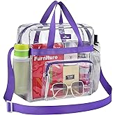 MAY TREE Clear Bag for Stadium Events 12×6×12 Clear Tote Lunch Bag with Reinforced Straps for Work, Sporting Events and Gym
