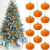 Maysing 24 Pcs Thanksgiving Tree Pumpkin Hanging Ornament Mini Artificial Velvet Pumpkin Ball DIY Orange Decoration Crafts for Friendsgiving Fall Harvest Autumn Party Farmhouse Decor(Orange)