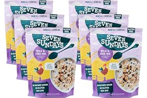 Seven Sundays Wild and Free Blueberry Chia Muesli Cereal - 6 Count, 12 Oz Pouch - Certified Gluten Free Muesli - Non GMO, No Refined Sugar and Kosher