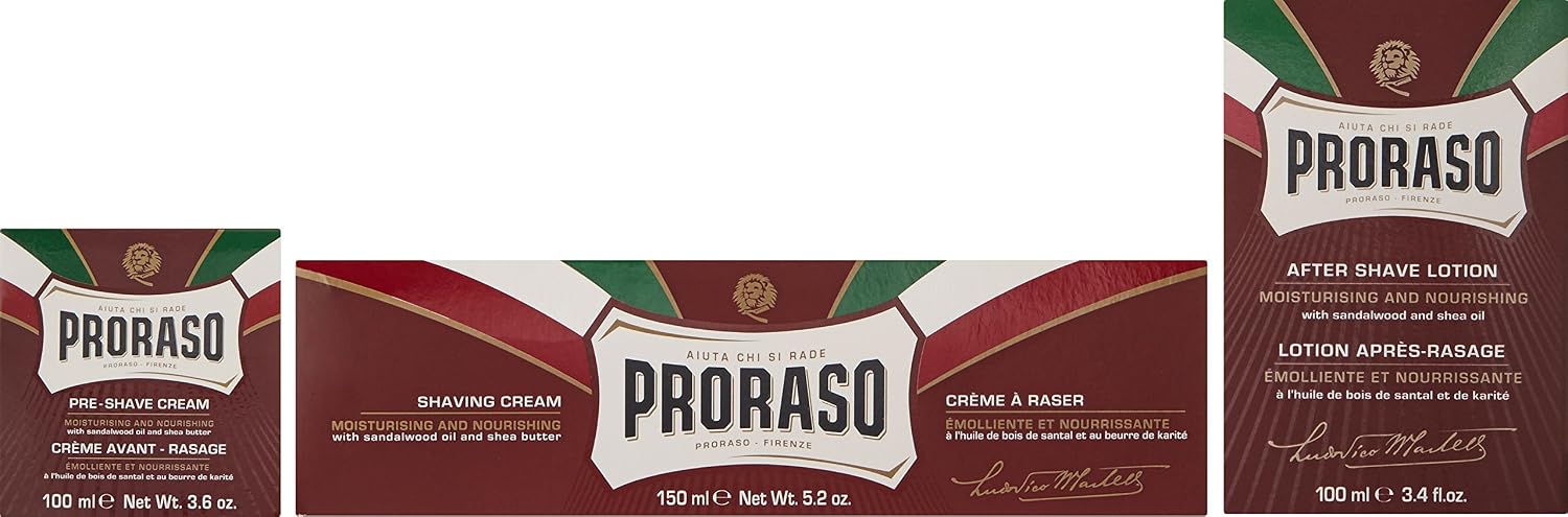 Proraso Vintage Selection, Coarse Beards Line (Trio Pack), Deluxe Shaving Kit with Pre Shaving Cream, Shaving Cream Tube - Image 3