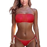 LAMORTY Sheer Micro Bikini Extreme See Through Mini Bikinis Swimsuit Exotic G String Mesh Bathing Suit Sexy Slutty Swimsuits