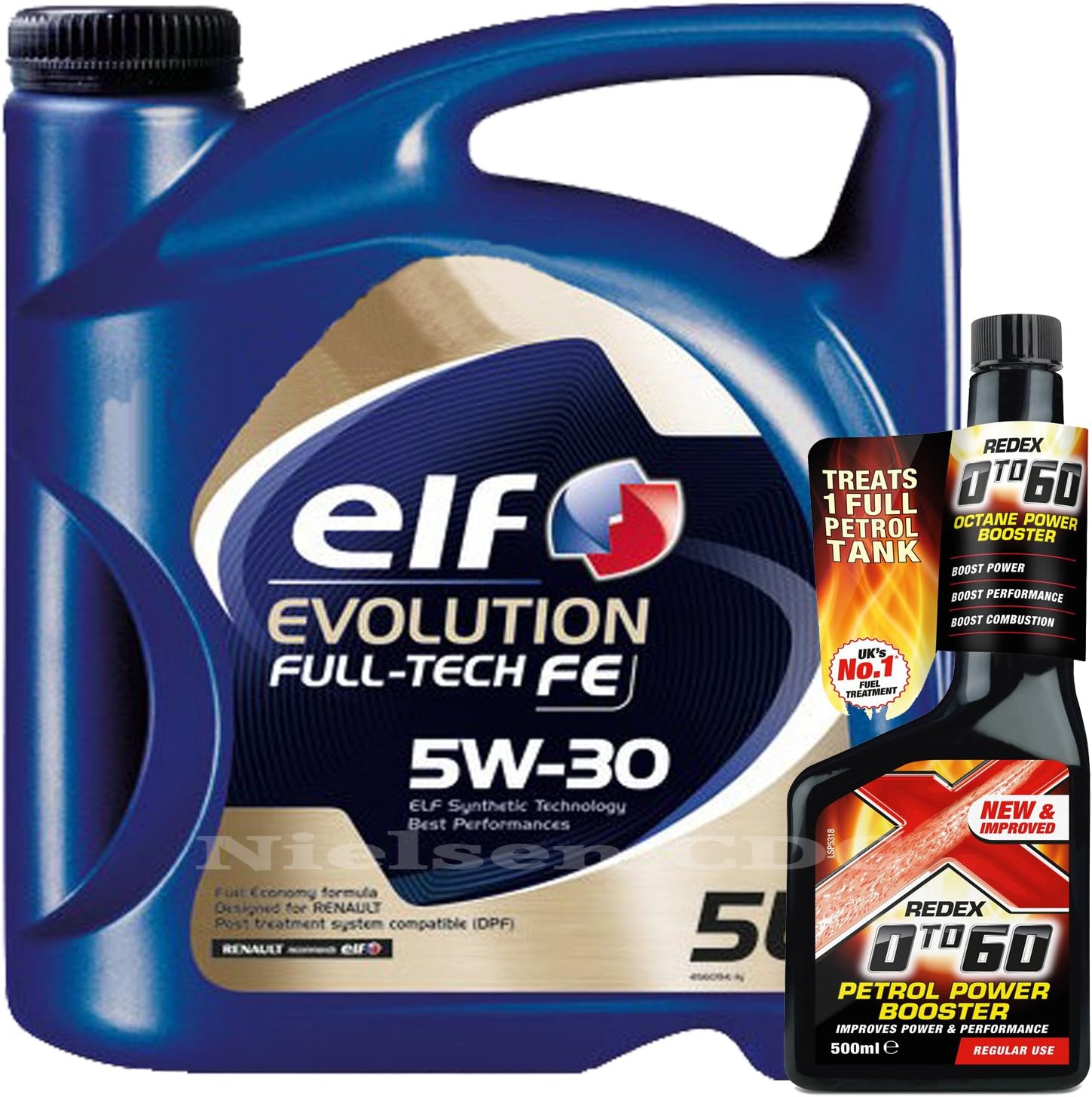 Elf Evolution Full-Tech FE 5W-30 5 Litre + Redex Petrol 0 to 60 Octane Booster 500ml