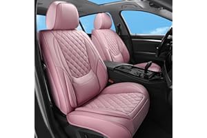 Sxikin Car Seat Covers Full Set Pink, Luxury Faux Leather Car Seat Covers Waterproof Non-Slip Seat Protector Universal Fit for Most Cars SUVs Trucks Pick-ups, Cute Pink Car Accessories for Women