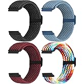Acortjl Braided Solo Loop Watch Band - Choice of Width -18mm 20mm 22mm, Quick Release Braided Replacement Wristband Nylon Stretchy Watch Straps for Men Women,4PCS