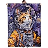 Bidesk Funny Cat Throw Flannel Blanket,Warm and Lightweight Decorative Blankets for Travel,Couch,Bed,Picnic,Office,Fun Space Kitten Astronaut Throws,Ideal Gifts for Adults,Women,Pet Lovers 60"x50"
