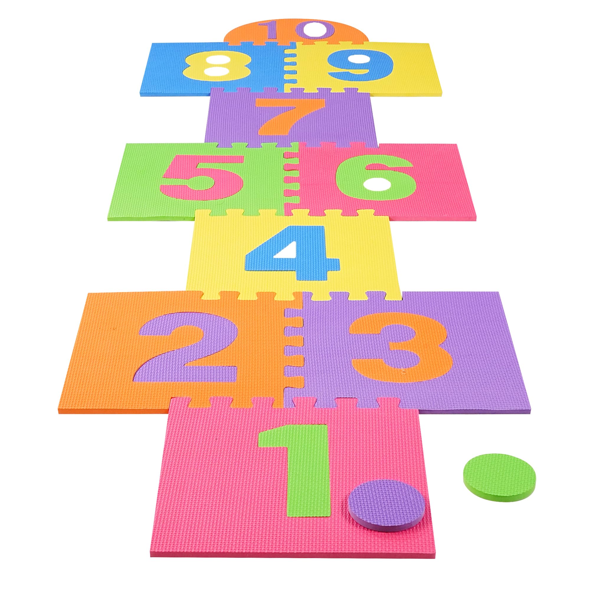 Photo 1 of Hopscotch Playmat Foam Interlocking Puzzle Floor Mat - 10 Large Number Tiles (12" by 12" Square Blocks)