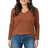 TIANZHU Women's Plus Size Tops V Neck Lightweight Blouse Long Sleeve Tunic Sweater for Casual Going Out XL-4XL