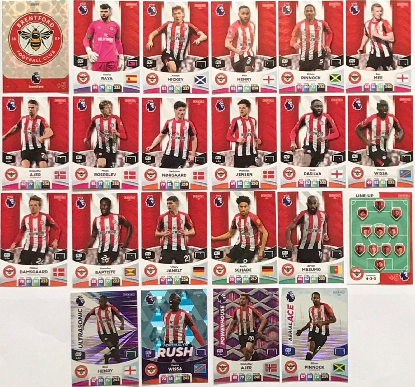 Panini Premier League 2023 2024 Brentford Base Team Cards