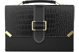 DEHITE Bible Cover Case for Women – Bible Carrying Bag Large Size – | Fits Book 9.8 x 7.4 x 1.9 IN | Pen Slots | Zippered Pocket | Shoulder Strap | Premium PU Leather | – Croco Black