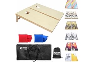 Tailgating Gmall Cornhole Board Set 4FTx2FT Solid Wood Regulation Size Cornhole Set Includes 8 Cornhole Bags for Adults