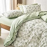Wake In Cloud - Cottagecore Comforter Set, Floral Vintage Flower Shabby Chic Coquette Aesthetic for Women Teen Girls, Soft Lightweight Dorm Bedding, 3 Pieces, Sage Green, Twin/Twin XL Size