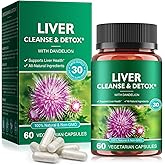 Liver Cleanse Detox & Repair - Health Liver Support Herbal Supplement with Milk Thistle, Burdock, Turmeric Curcumin, Dandelion,and More - 60 Vegan Liquid Phyto-Caps