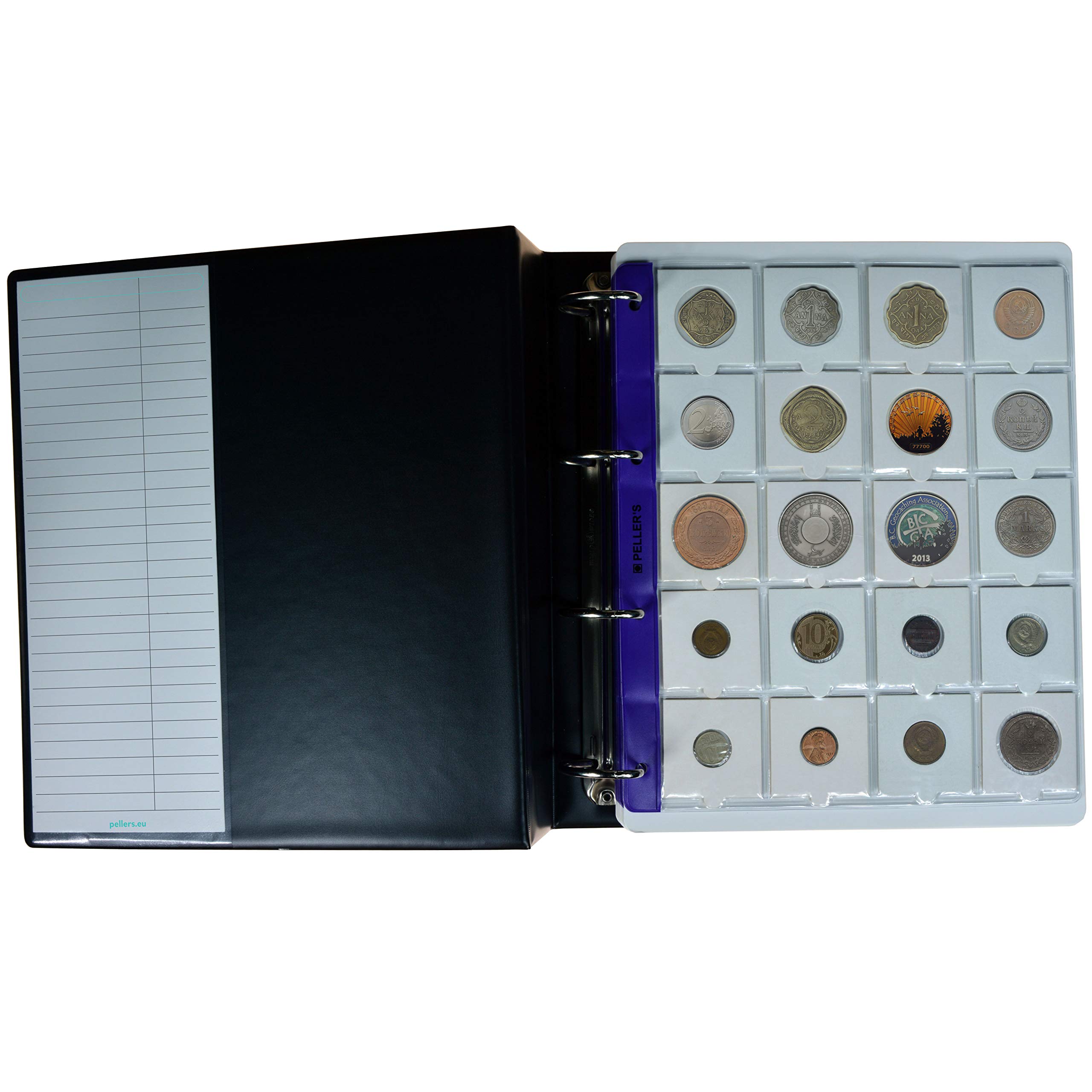 Collection Album XL with 200 Pockets for Standard Cardboard Coin Holders. 10 Sheets & Dividers