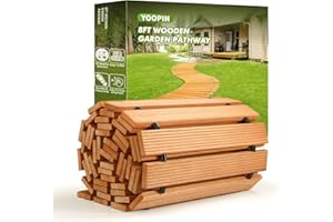 Yoopin 8ft Wooden Garden Pathway, Outdoor Roll Out Sycamore Straight Walkway, Weather-Resistant & Non-Slip Patio Path for Garden, Backyard, Beach, Wedding Party (Natural)