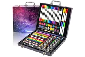 Darnassus 132-Piece Art Set, Deluxe Professional Color Set, Creating Gift Box, Art Set Crafts Drawing Painting Christmas Kit for Kids and Adult, Girls Boys