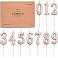 PHD CAKE 10-Pieces Rose Gold Numeral Birthday Candles, Cake Numeral Candles Number 0-9 Glitter Cake Topper Decoration for Birthday,Wedding Anniversary,Party Celebration