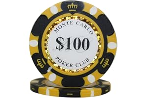 MRC 100pc $100 Monte Carlo Poker Club Clay Composite 14 Gram Poker Chips