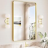 TokeShimi 24x36 Brushed Gold Bathroom Mirror,Wall Mirror for Bathroom with Tempered Glass,Gold Bathroom Vanity Mirror for Over Sink,Aluminum Framed Mirror(Horizontal/Vertical)