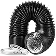 Dryer Vent Hose, 8" Insulated Flexible Duct 25FT with 2 Clamps, Heavy Duty Four Layer Protection for Heating Cooling Ventilation and Exhaust, Black