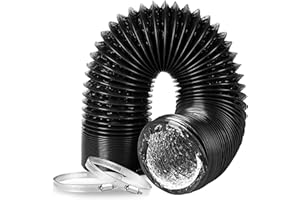 INFINIPOWER Dryer Vent Hose, 4" Insulated Flexible Duct 25FT with 2 Clamps, Heavy Duty Four Layer Protection for Heating Cooling Ventilation and Exhaust, Black