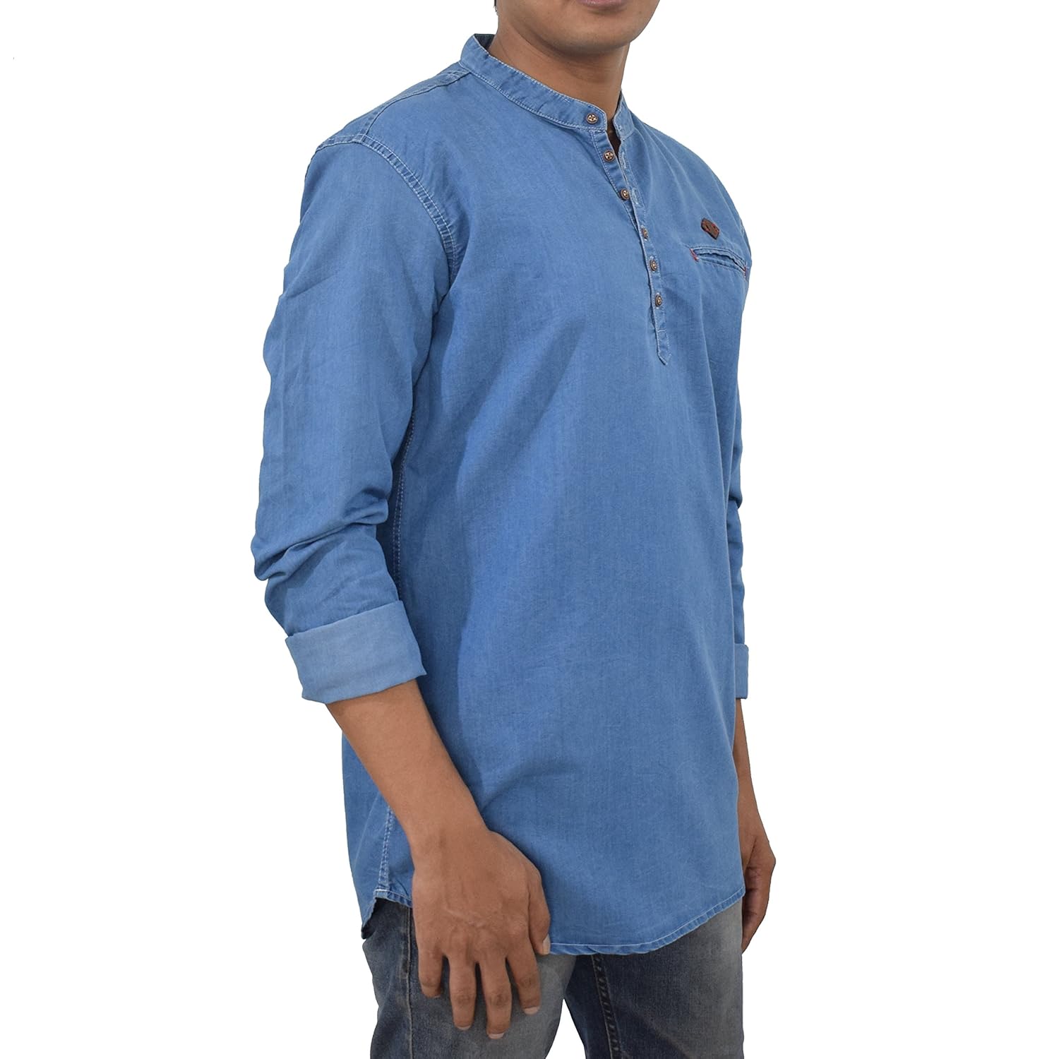 elitefactor men's denim full sleeve stylish short kurta