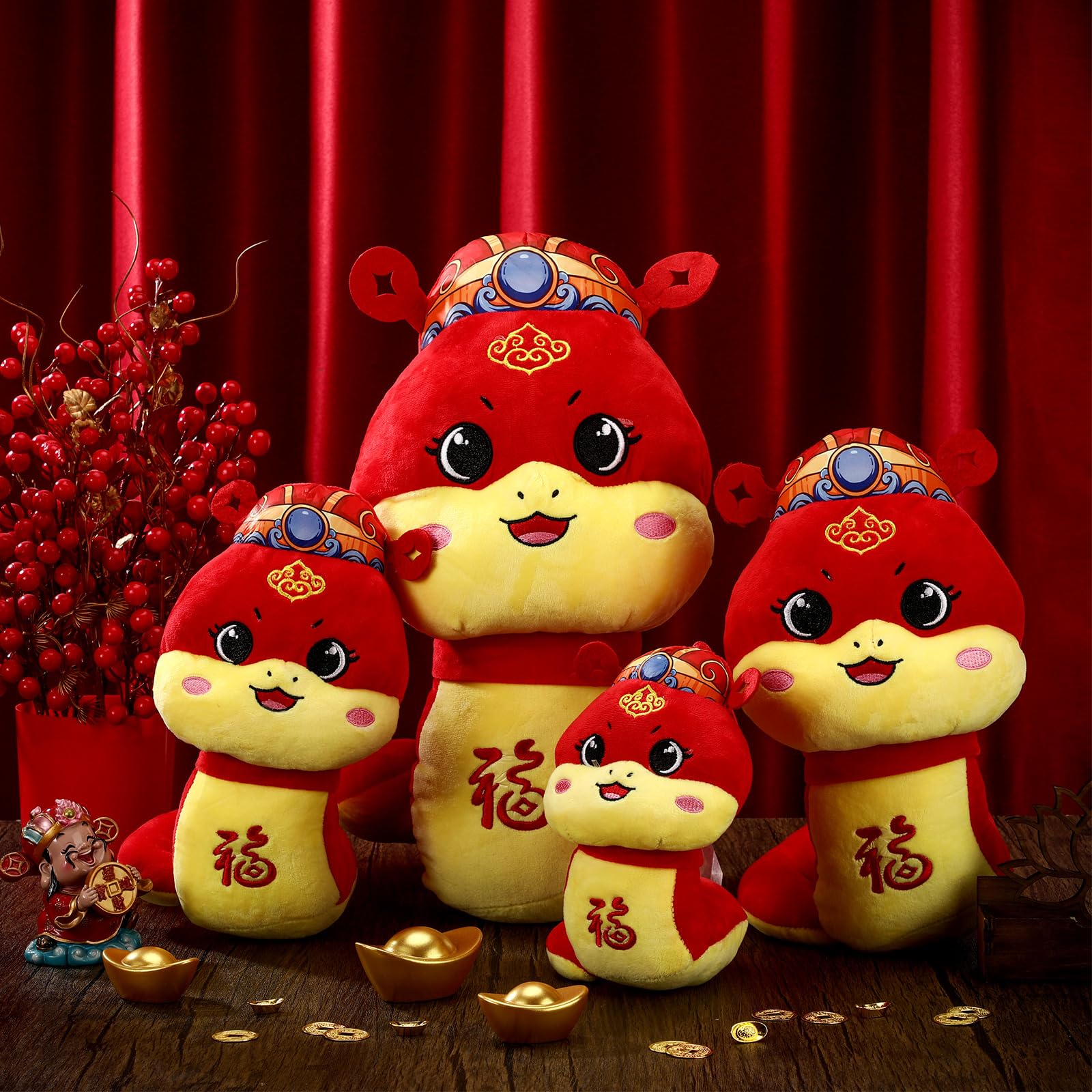 Photo 1 of Shappy 4 Pack Snake Plush 2025 Spring Festival Decorations Snake Doll Animal Snake Plush Animals 2025 Mascot Zodiac Plush Animals Spring Festival Decorations New Year Gifts Year Decorations(Snake)