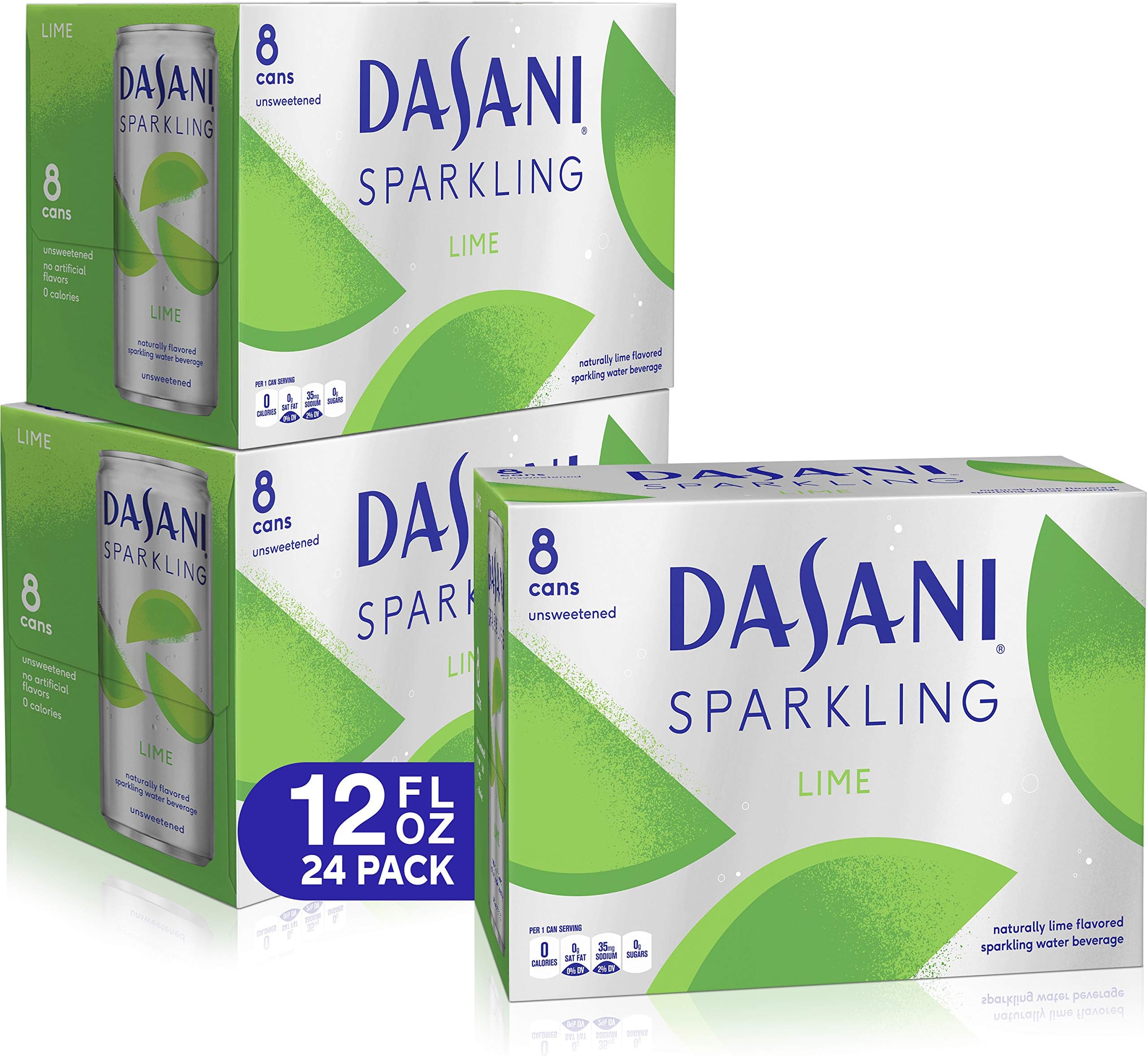 DASANI Sparkling Water Lime Zero Calories, 12 fl oz, 24 Pack
