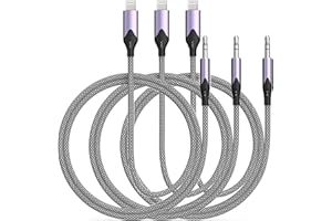 WAMAXLINK Aux Cord for iPhone, 3 Pack [Apple MFi Certified] Lightning to 3.5mm Aux Stereo Audio Braided Cable Adapter Compatible with iPhone 14 13 12 11 XS XR X 8 7 iPad for Car Home Stereo, Speaker, Headphone