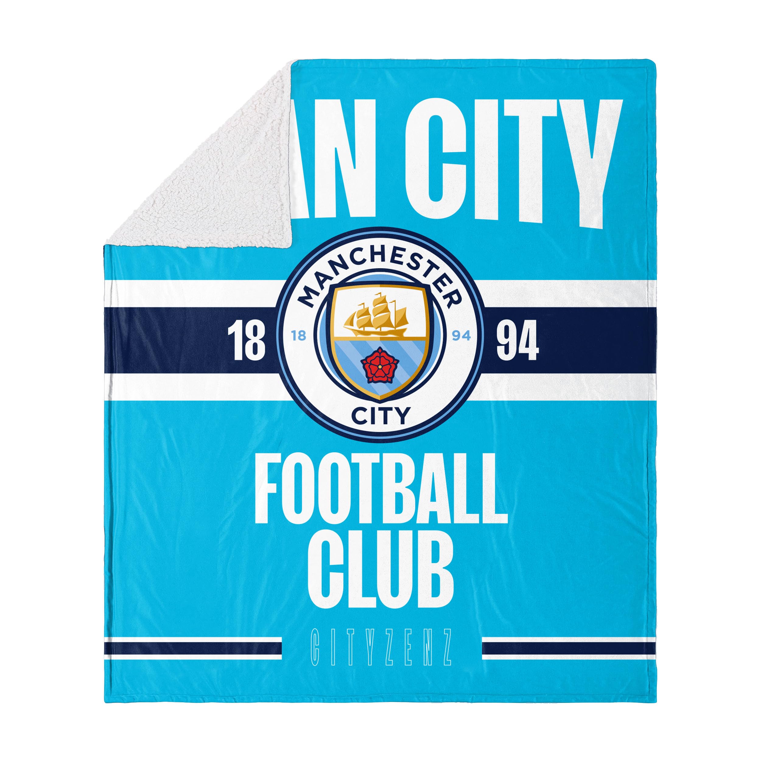 FOCO Officially Licensed Manchester City FC Established Sherpa Throw Blanket
