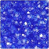 BeadTin Dark Sapphire Transparent 10mm Faceted Round Plastic Craft Beads (225pcs)