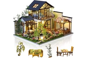 GuDoQi DIY Miniature Dollhouse Kit, Tiny House kit with Music, Miniature House Kit 1:24 Scale, Great Handmade Craft Gift for Birthday Christmas Day, Traditional Courtyard House