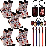 Tivi Tovo 15 Pcs Firefighter Gifts Bulk for Men Firefighter Socks Fireman Keychain Ballpoint Pen Cool Stuff for Fireman Team Staff Birthday Graduation Fire Fighter Party Favors