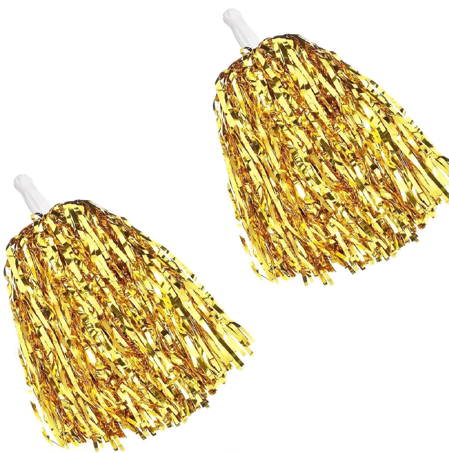 Photo 1 of 2 Pcs Cheerleading Pom Poms with Handle for Girl Team Spirit Sports Games Dance Outfit (Gold Glitter)