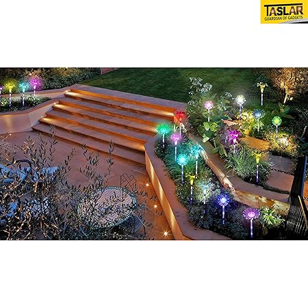 Taslar Solar Stake Powered Led Lights Outdoor Garden 7 Multi