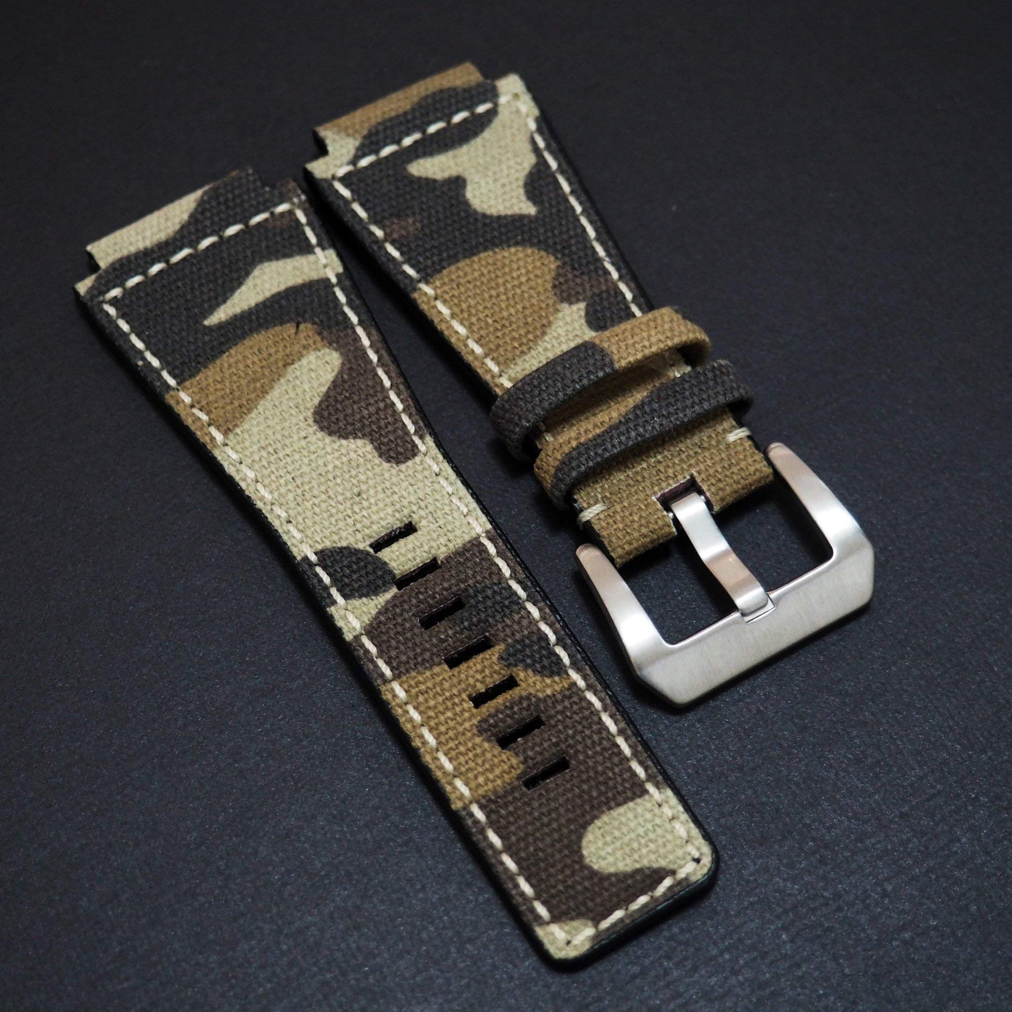24mm Bell & Ross Style Brown Camouflage Nylon Watch Strap