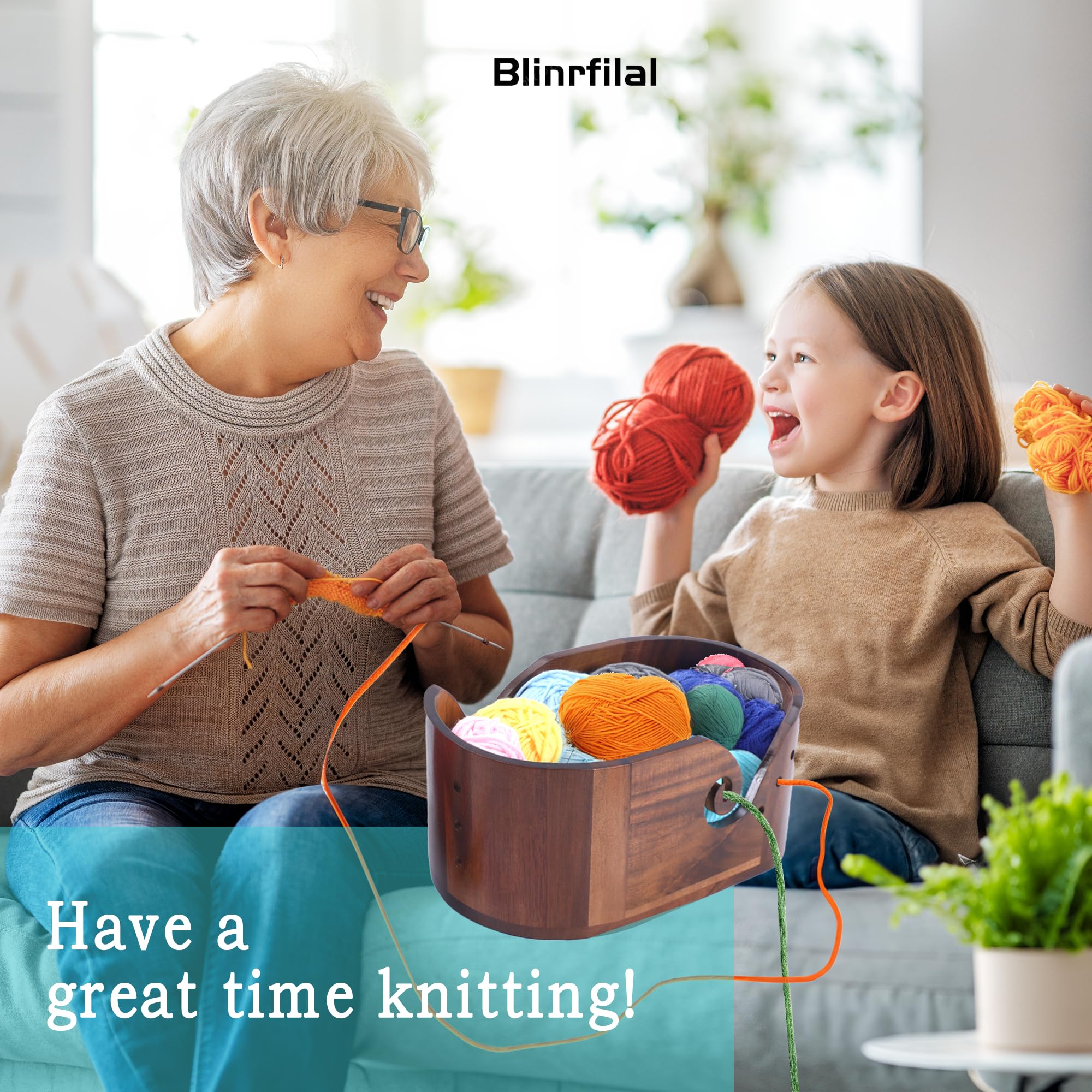 Large Oval Wooden Yarn Bowls For Knitting , Acacia Yarn Holder ,Double Curling Slot Crochet Yarn Bowl With Lid,Preventing tangles,Ideal Gifts Set For Knitters