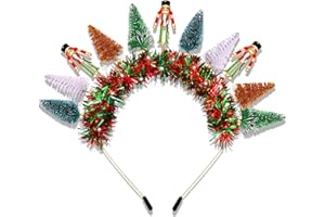 Christmas Tree Headband for Women Girls Winter Festive Holiday Nutcracker Red Green Tinsel Crown Headpiece Christmas Party He