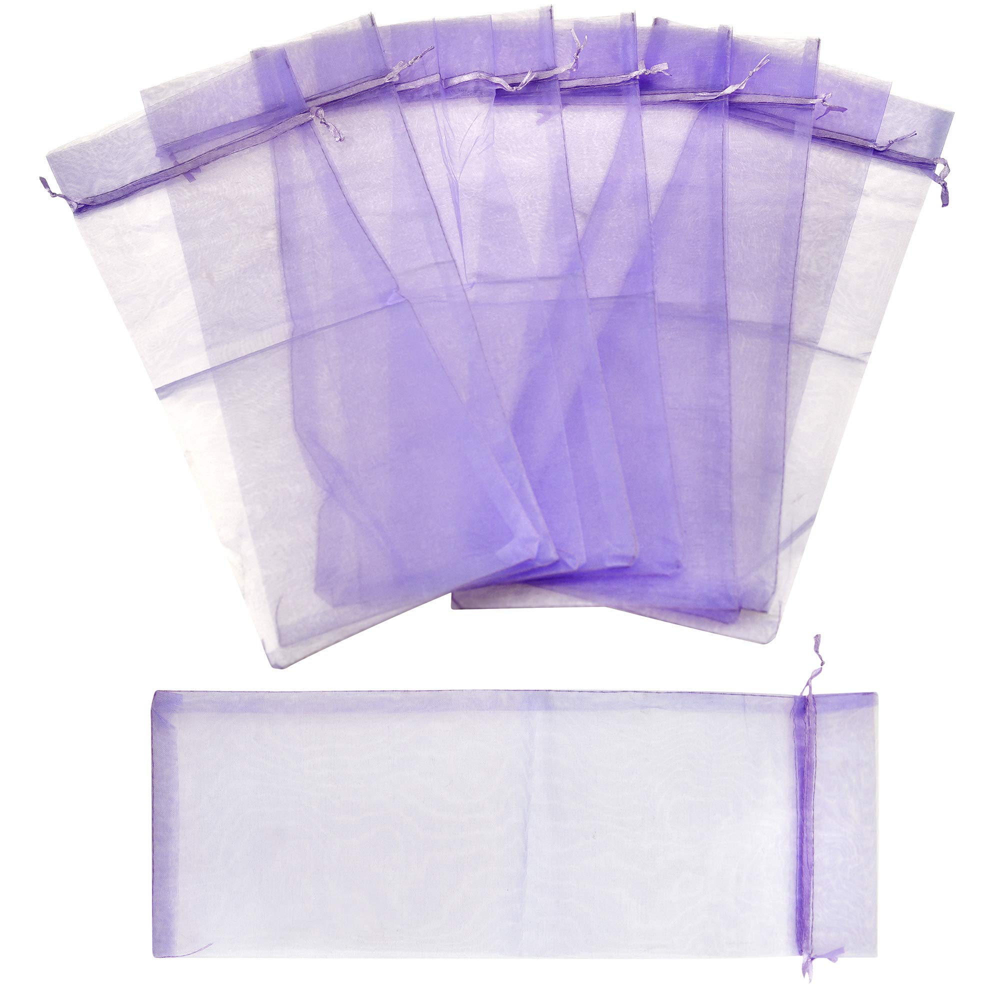 FiveSeasonStuff Organza Bags for Wine Wedding Favours Gift Bags Jewellery Birthday Party Gift Wrapping 20 Pouches (14cm x 37cm, Voilet)