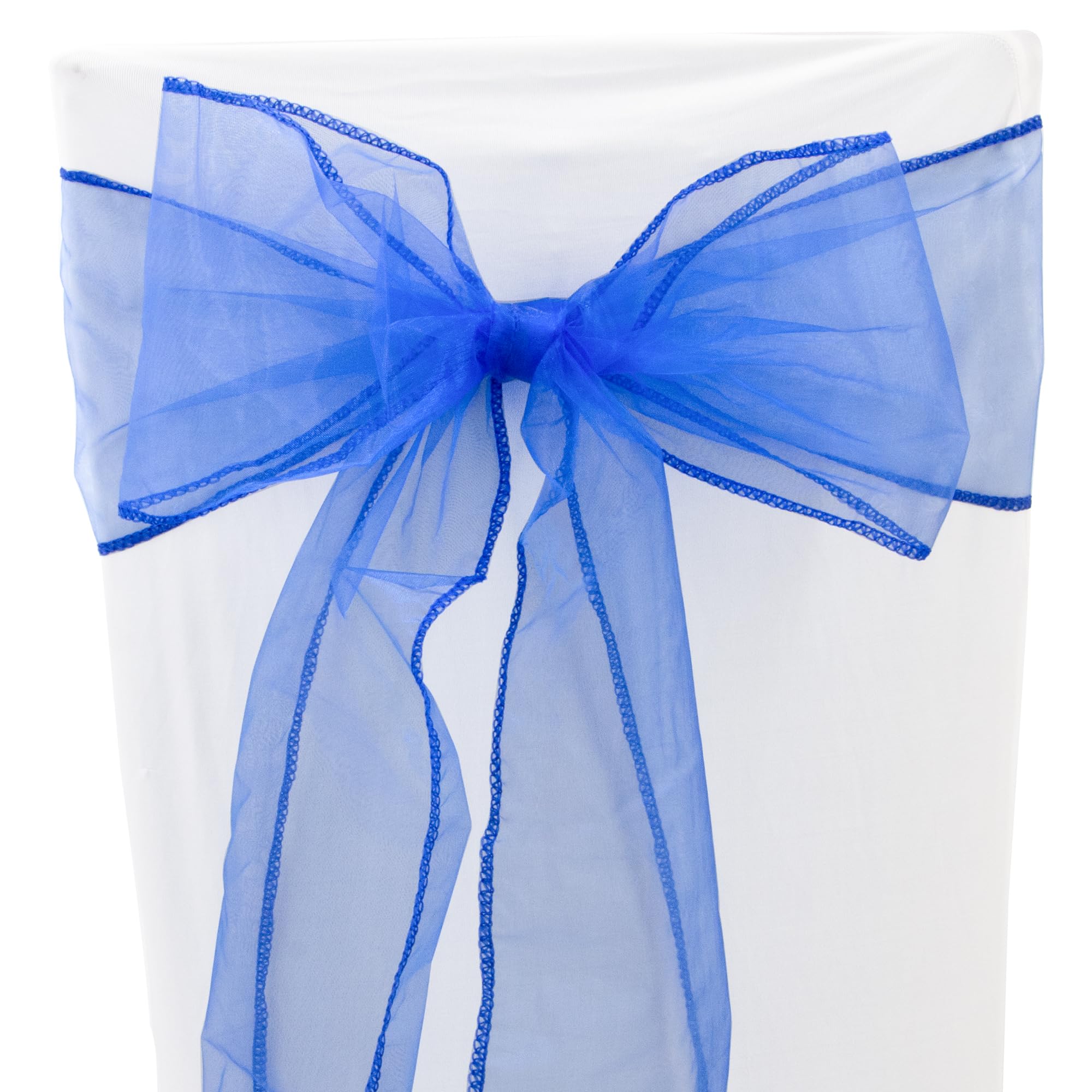 Time to Sparkle 50PCS 17x280cm Organza Chair Sashes Wider Fuller Cover Party Decoration Bow Sashes for Wedding -Royal Blue