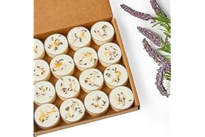 ASHLUX Pure Lavender Soy Scented Tea Lights Candles 8 Pack Bulk, 4 Hours Long Burning White Tea Lights,Non-Paraffin, Smokeless,Tealight Candles for Wedding, Table Centerpiece, Decor, Christmas
