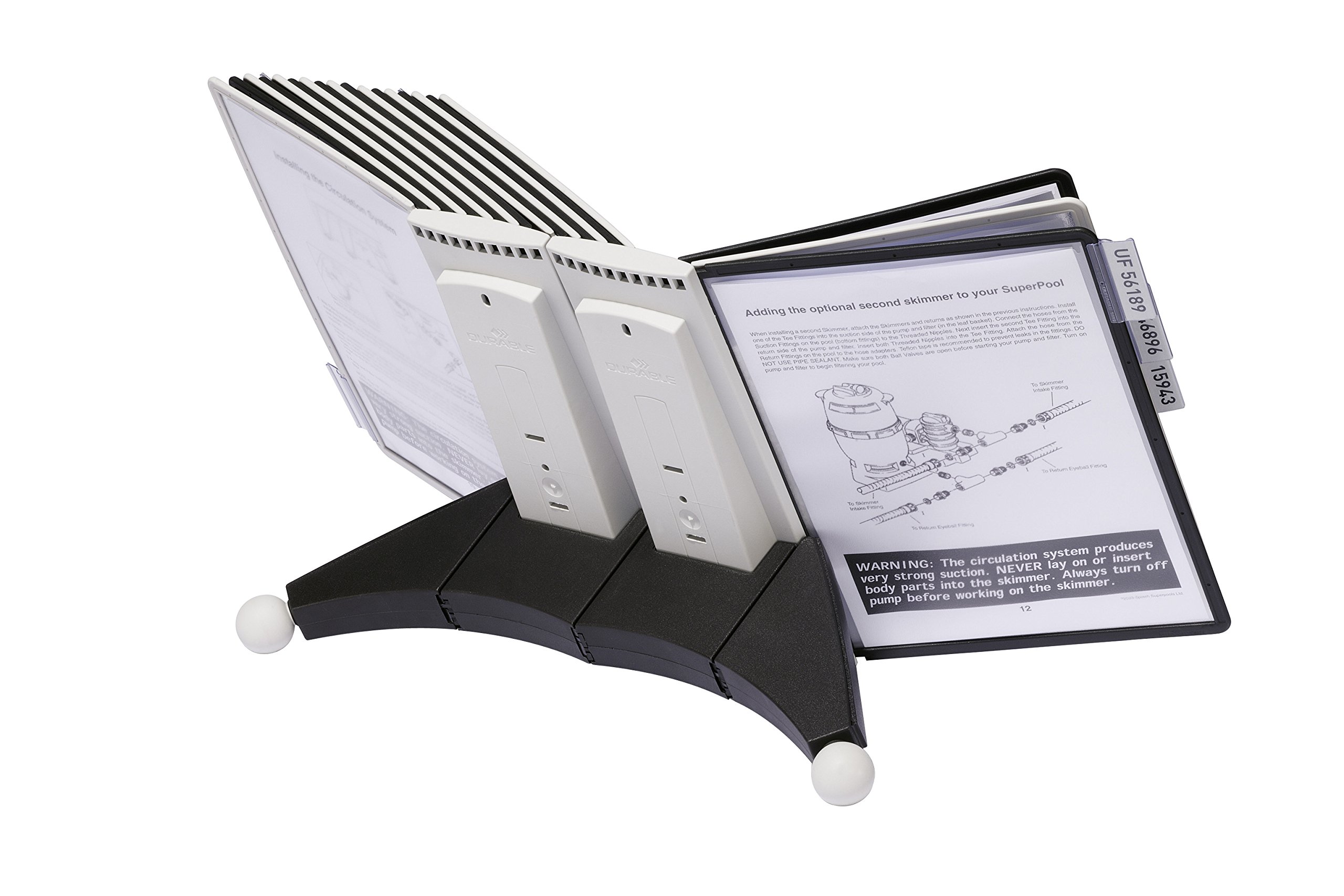 Durable SHERPA Display Panel Desk Unit | Includes 20 A4 Display Panels in Black and Grey | erfect for Storing and Display ing A4 Documents