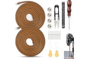 2 PCS Treadle Sewing Machine Belt,72 Inch 3/16" Sewing Treadle Belts Replacement Leather Belt with Hook for Singer/Jones Sewi