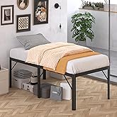 Likelalaso 24 Inch High Twin Bed Frames with Rounded Corner, Heavy Duty Metal Twin Platform Bed Frame Under-Bed Storage Space, No Box Spring Needed, Noise Free, Easy Assembly, Black