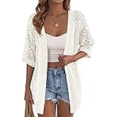 PRETTYGARDEN Women's Lightweight Summer Cardigans 2026 Short Sleeve Knit Crochet Coverups Spring Boho Beach Vacation Clothes