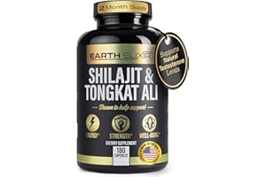 EARTH ELIXIR Shilajit and Tongkat Ali for Men and Women – Pure Shilajit Capsules w/High Potency Fulvic Acid & Trace Minerals – Shilajit for Men with Natural Testosterone Support for Energy & Muscle Growth