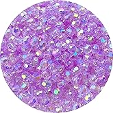 Tingoons 400 PCS 8mm Acrylic Faceted Spacer Beads AB Color Glossy Round Loose Beads for Jewelry Making Bracelet Necklace Earring Ornament Wind Chimes Key Chains(Light Purple AB)