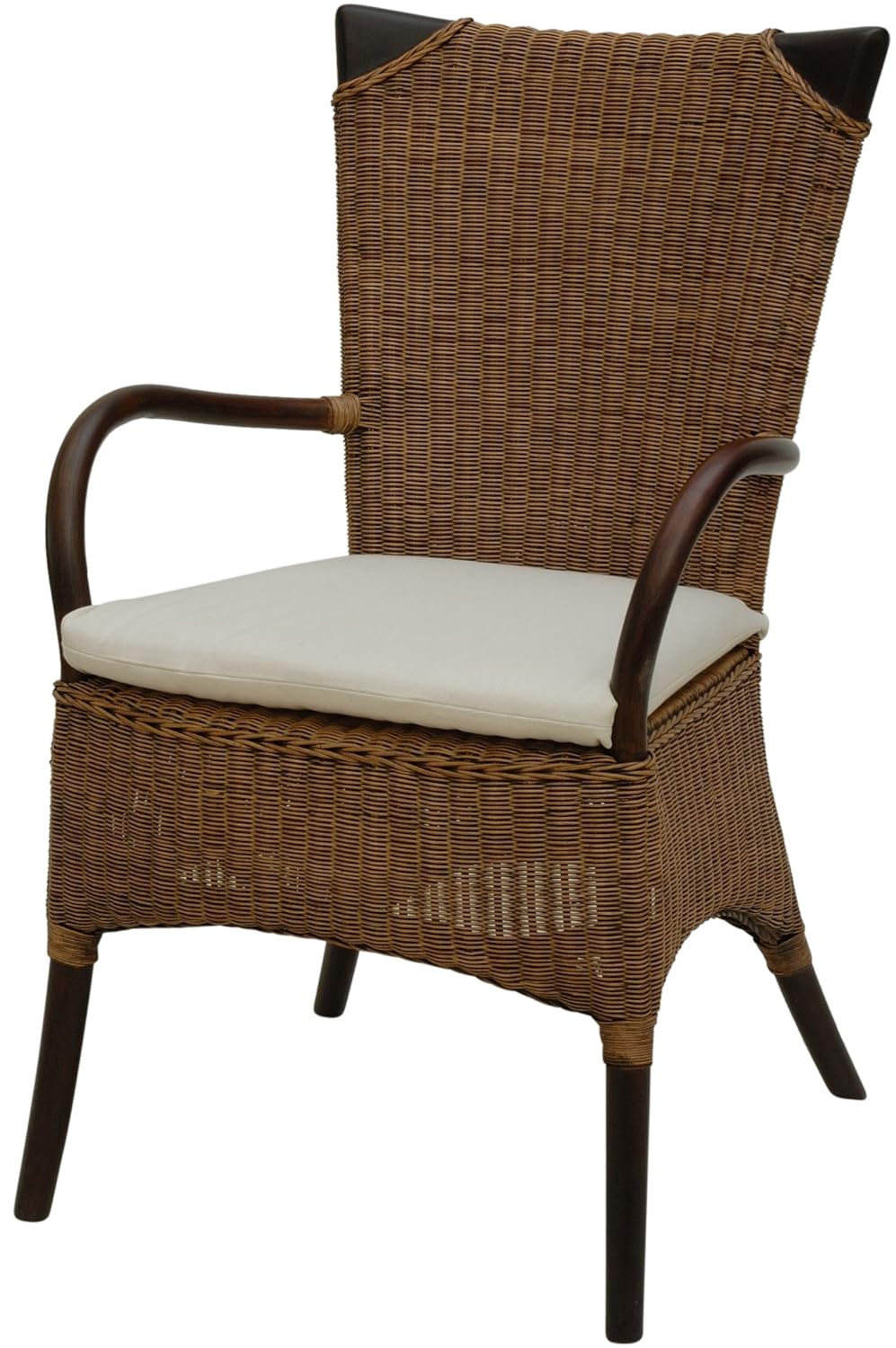 Rattan-Stuhl mit Polster Küchenstuhl Esszimmer-Stuhl Korbstuhl aus